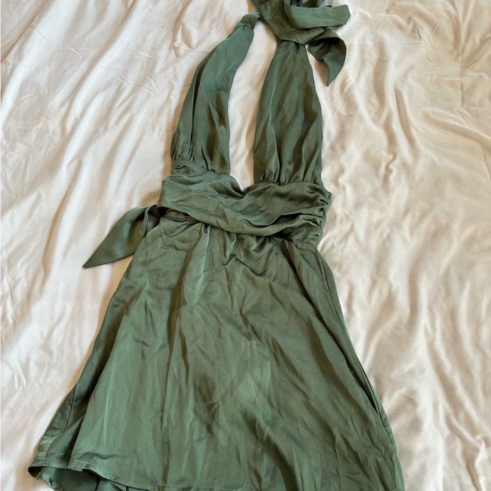 Lucy in the Sky Elegant Green Halter Dress